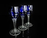 Faberge Galaxie Cobalt Blue Crystal Cordial  Glasses Set of 3 Measure 6&quot;... - $775.00