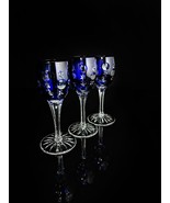 Faberge Galaxie Cobalt Blue Crystal Cordial  Glasses Set of 3 Measure 6&quot;... - £607.32 GBP