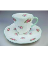 Shelley English Demitasse Tea Cup Saucer Set Bone China Pink Roses Rosebud - £34.88 GBP