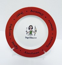 Pottery Barn What&#39;s Your Sign Red Trim Sagittarius Horoscope Salad Plate 8&quot; - £13.01 GBP