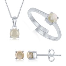 Sterling Silver &quot;June Birthstone&quot; White Pearl Set - £68.33 GBP