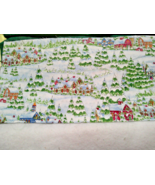 Fabric Marcus Bros &quot;Sleepy Village&quot; Church House Barn Trees Covered w/Sn... - €4,70 EUR