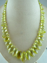 Natural Lemon Quartz Beads Faceted Tear Drops 272 Cts Gemstone Silver Necklace - £188.94 GBP