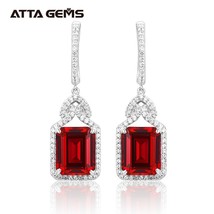 Red Ruby Real Sterling Silver Earring Women Charming Style Created Ruby 12 Carat - £58.29 GBP