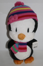 The Childrens Place Penguin 10&quot; Pink Stripe Hat Scarf Plush Stuffed Soft Toy NEW - $29.00