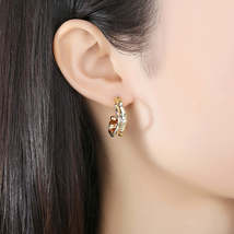 18K Gold-Plated Floral Hoop Earrings - £11.95 GBP