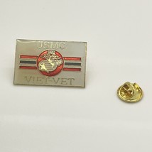 USMC Viet-Vet Vietnam Marine Hat Lapel Pin Enamel Red Black stripes - £3.65 GBP