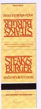 Matchbook Cover Steak &amp; Burgers Cara Operations - £0.77 GBP