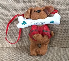 Brown Dog In Sweater With Bone Christmas Ornament Holiday Festive - £3.95 GBP
