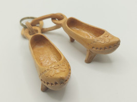 Vtg Hand Carved Rustic Spanish Cantabrian Albarcas Shoes Keyring - $24.57