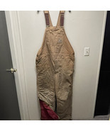 Vintage 90’s Carhartt 46x30 Brown Duck Bib Overall R02 Double Knee Insul... - $47.90