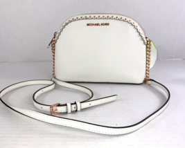 Michael Kors Crossbody Bag  Jet Set Medium Dome Scalloped Grommet White B2E - $89.09