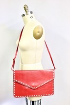 Womens Handbag Red Huge Shoulder Messenger Envelope Bag Purse Crystal Studs - $410.70 MXN