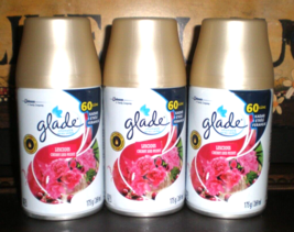 3 Glade Automatic Spray Can Refills Luscious Cherry And Peony Scent Fits Airwick - £21.94 GBP