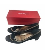 Salvatore Ferragamo Women&#39;s Shoes Size 9 Tender 4cm Nero Suede Kid 0323173 - $285.85 CAD