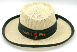 Atlanta 1996 Olympics Women&#39;s Green Band Sun Straw Hat Vintage One Size - £13.54 GBP