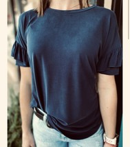 Another Love Aurelia Blouse T Shirt  65% Modal Navy Blue Small - $20.00