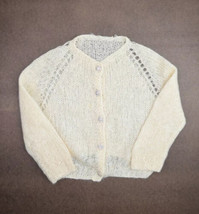Vintage Mohair Cardigan Sweater Womens S Lightweight Hand Knit Jewel But... - $62.83