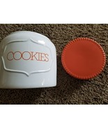 Threshold &amp; Design Stoneware Cookie Jar ~ White w/Peach ~ 7&quot; x 6&quot;  - $102.13 CAD