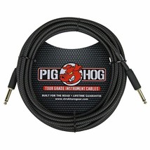 Pig Hog - PC-H20BK - 1/4&quot; Black Woven Guitar Instrument Cable - 20 ft. - £28.00 GBP