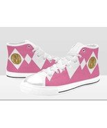 KIDS Pink Mighty Morphin Pterodactyl Dinozord Power Coin High Top Shoes - $34.99