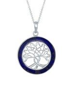Silver Roots Sterling Silver Blue Lapis Border Tree of Life Pendant Neck... - $142.84 CAD