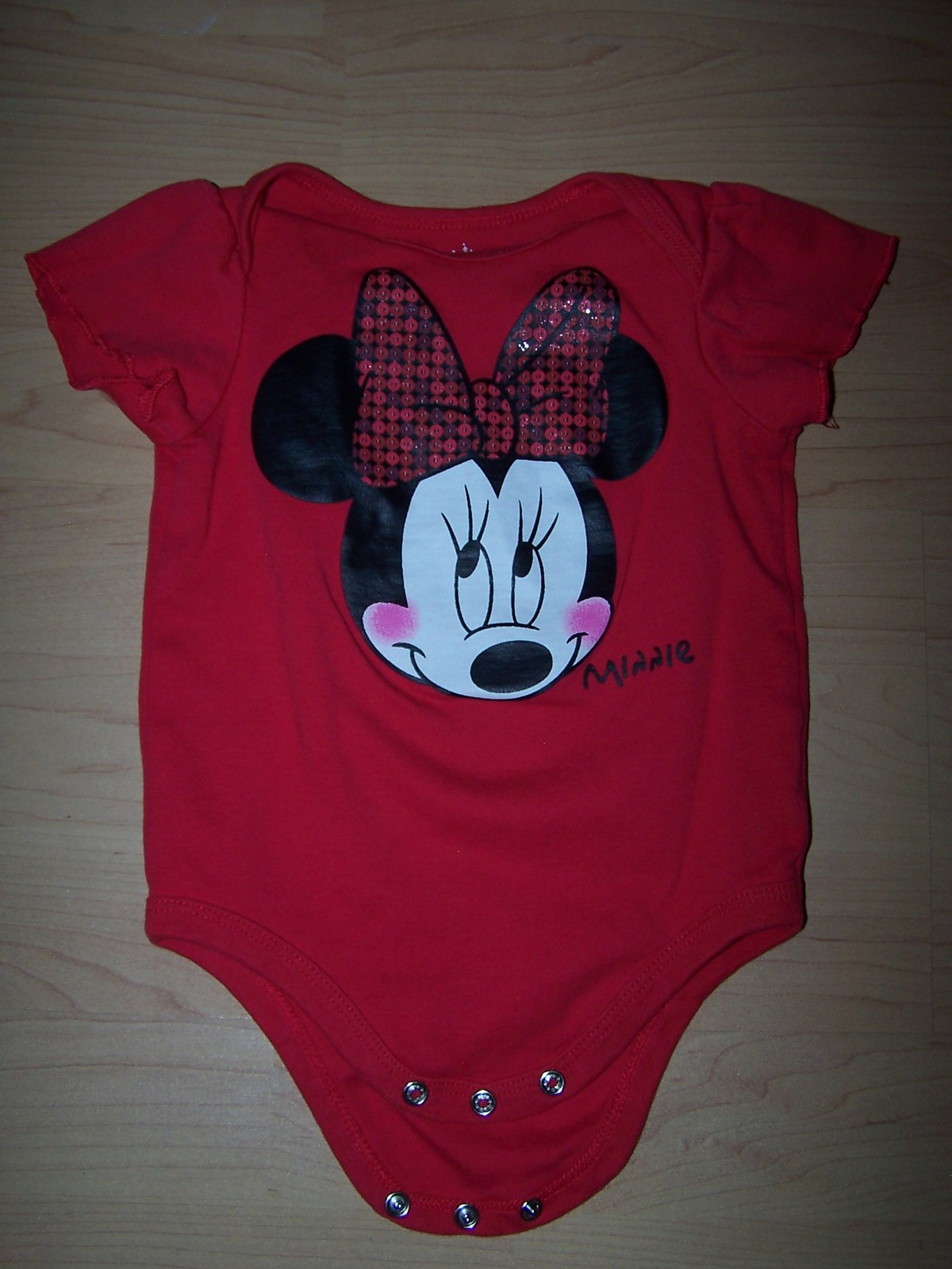 DISNEY MINNIE MOUSE Girls Short Sleeve Snap Tee Size 6-9 Months - $9.99