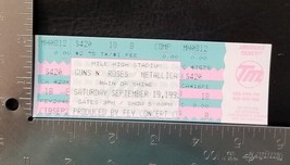 Metallica Guns N Roses - Vintage Sept 19, 1992 Denver, Co Mint Whole Show Ticket - £23.98 GBP