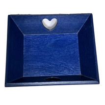 Blue Swedish Wooden Serving Tray Heart Design 6” x 6.5” - £39.29 GBP