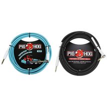 Pig Hog PCH10DBR 1/4&quot; to 1/4&quot; Right-Angle Daphne Blue Guitar Instrument Cable, 1 - $21.08+