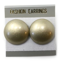 Vintage 1980s Pierced Gold Metallic Look 1&quot; Button Earrings - New/Old - ... - £11.01 GBP