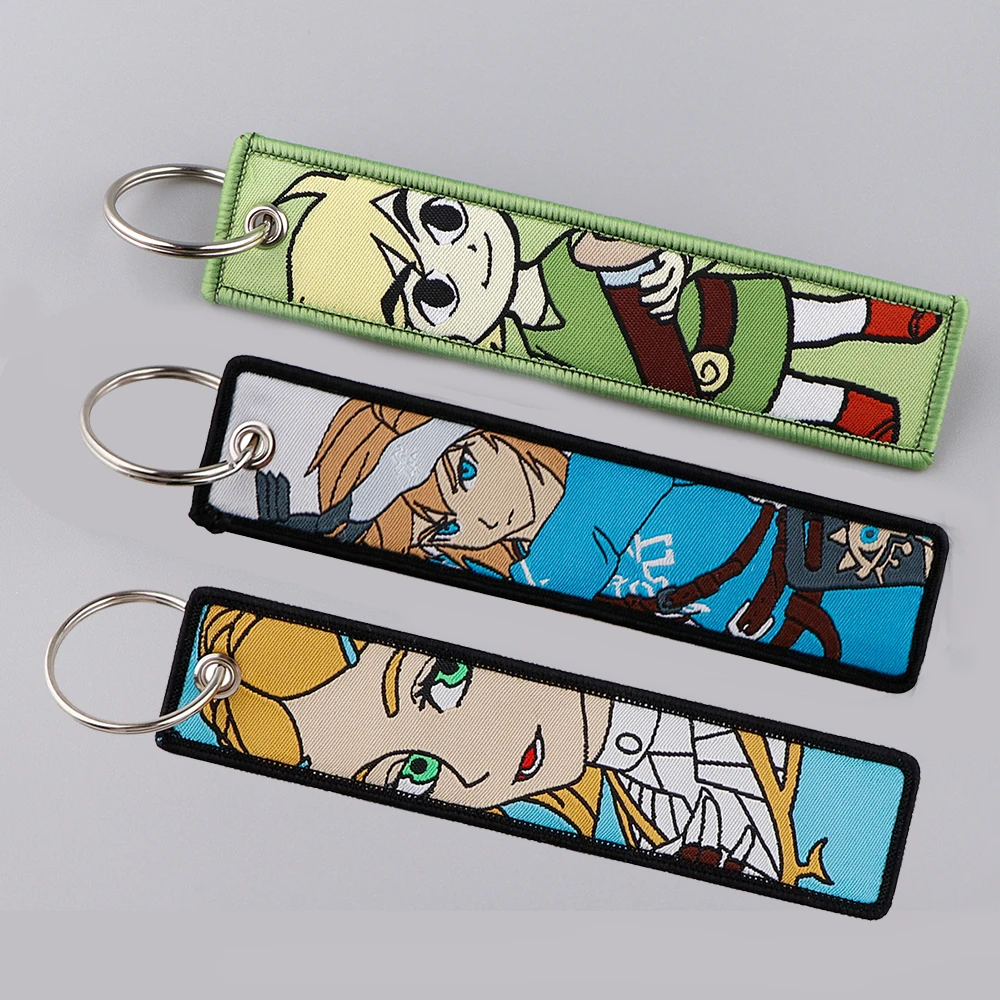 Zelda Embroidered Key Tag Keychain Car Motorcycles Keys Holder Japanese Anime - £5.69 GBP