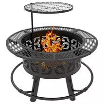 Outsunny Wood Burning Fire Pit, Charcoal BBQ Grill, Portable Firepit wit... - $199.00