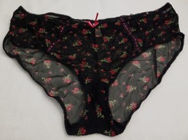 CACIQUE Vintage Sheer Lace Rose Black Trim Hi Waist Panties Womens Plus 26/28 - £51.43 GBP