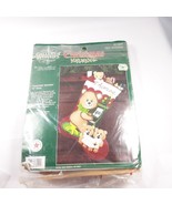 Bucilla Christmas Felt Stocking Kit Ragtime Teddies 15&quot; Diag - £17.91 GBP