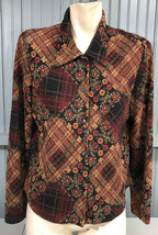 Coldwater Creek Womens Knit Button Blazer 21&quot; Chest Spandex Floral Made in USA - £13.81 GBP