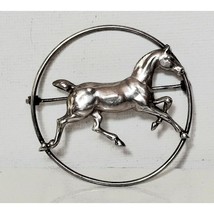 Nice 925 Sterling Silver Equestrian Horse Brooch Sky - $45.14