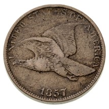 1857 1C Flying Eagle Cent in Fine Condition, Brown Color, Nice Detail for Grade - £47.27 GBP