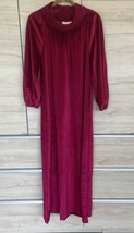 WOMENS M VINTAGE Integral Pink Red VELVET VELOUR Cowl Neck NIGHTGOWN ROB... - $36.16