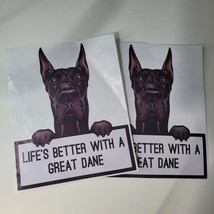 Set of 2 Great Dane Stickers Life is Better Black Pointed Ears - £5.37 GBP