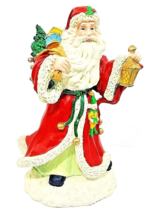 Atco Santa Figurine W/Bag &amp; Lantern 12 1/2&quot; x 6 1/2&quot; x 5 1/2&quot; Resin Holiday - $21.49
