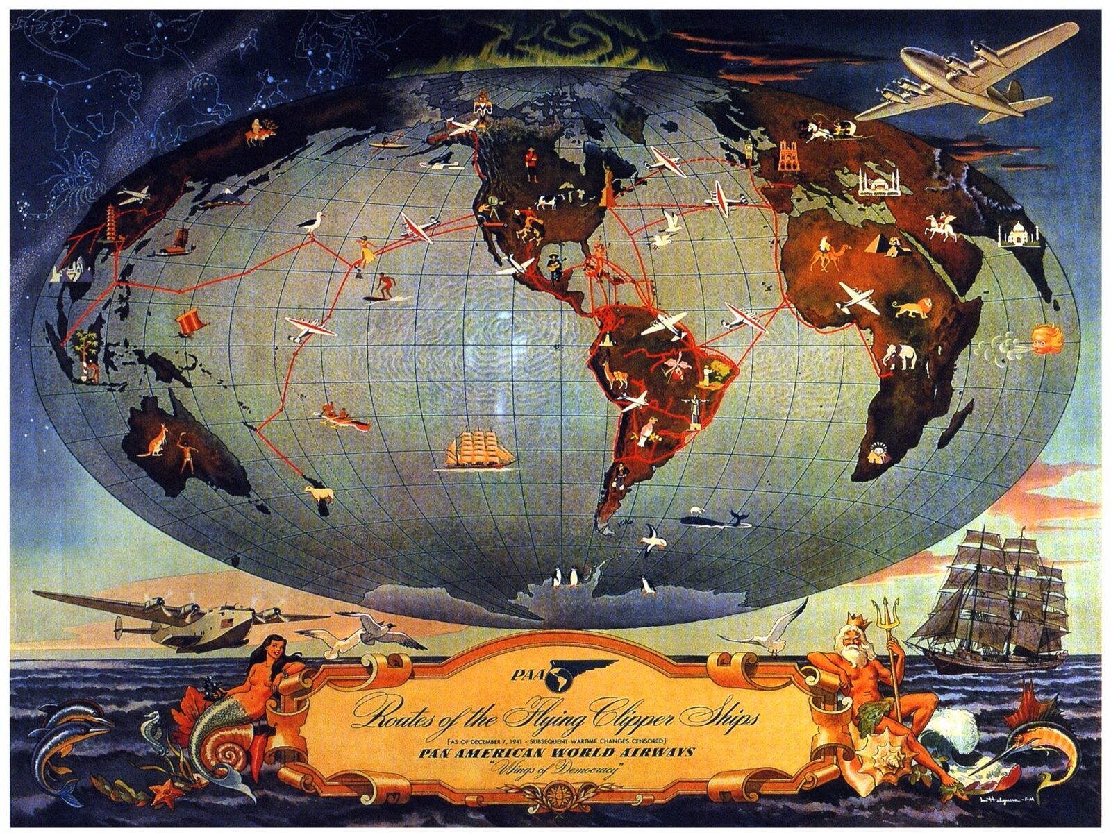 Decoration Poster.Home interior design.Room Wall decor.World Map aviation.11047