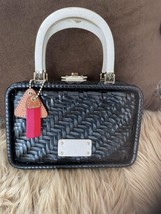 Kate Spade Black Wicker Basket Bag White Handle Small Summer Handbag MBb... - $87.45