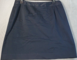 Apostrophe Skirt Women Size 14 Black Cotton Flat Front Lined Slit Side Zipper - £12.61 GBP