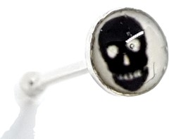 Nose Stud Skull Face Silver 22g (0.6mm) 925 Sterling Silver Ball Ended Emo Goth - £2.86 GBP