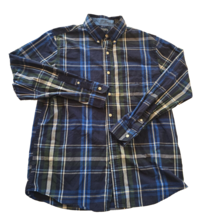 Chaps Men&#39;s Size M Blue Black Plaid Flannel Long Sleeve Easy Care Shirt - $12.60