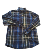 Chaps Men&#39;s Size M Blue Black Plaid Flannel Long Sleeve Easy Care Shirt - €10,81 EUR