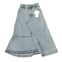 NWT Moussy Jeans Asymmetry Denim Skirt in Acid Wash Blue Asymmetrical Midi 0 - $61.38