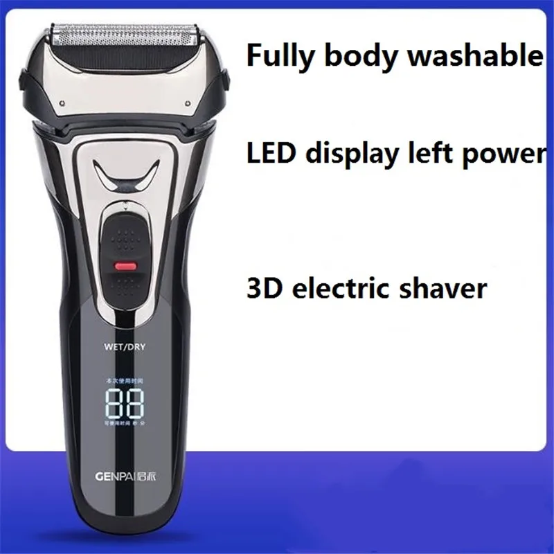 Washable Electric Beard Shaver For Men 3D Razor Wet Dry Face Grooming Clipper - £41.74 GBP