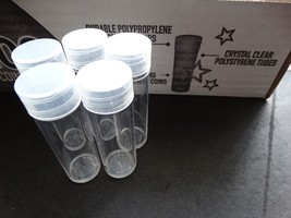 Lot of 5 Whitman Dime Round Clear Plastic Coin Storage Tubes w/ Screw On... - $7.49